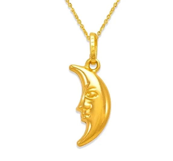 NEW 14K YELLOW GOLD CRESCENT MOON CHARM PENDANT (1 of 2)