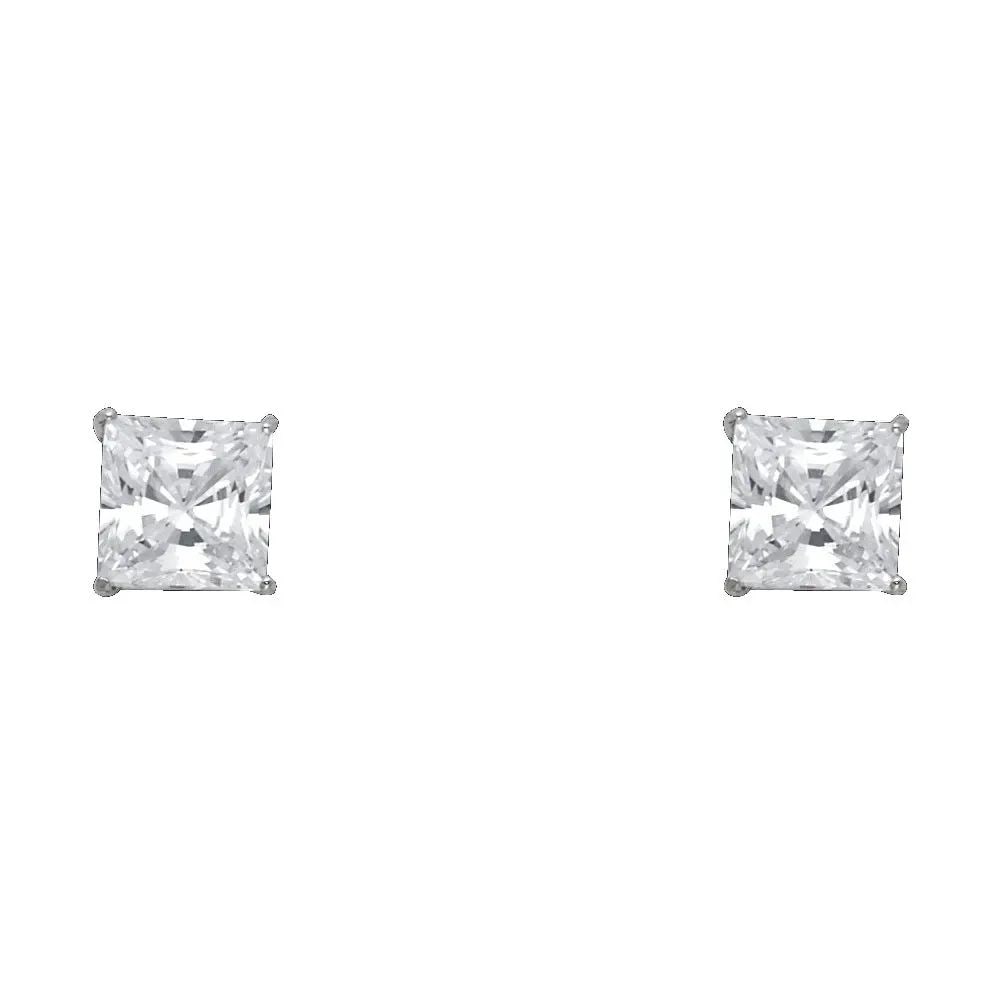 NEW 14K WHITE GOLD 7MM SQUARE BASKET STUD EARRINGS WITH SCREW BACK: NEW 14K WHITE GOLD 7MM SQUARE BASKET STUD EARRINGS WITH SCREW BACK 7MM SQUARE BASKET STUD EARRINGS WITH SCREW BACK NEW 14K WHITE GOLD
