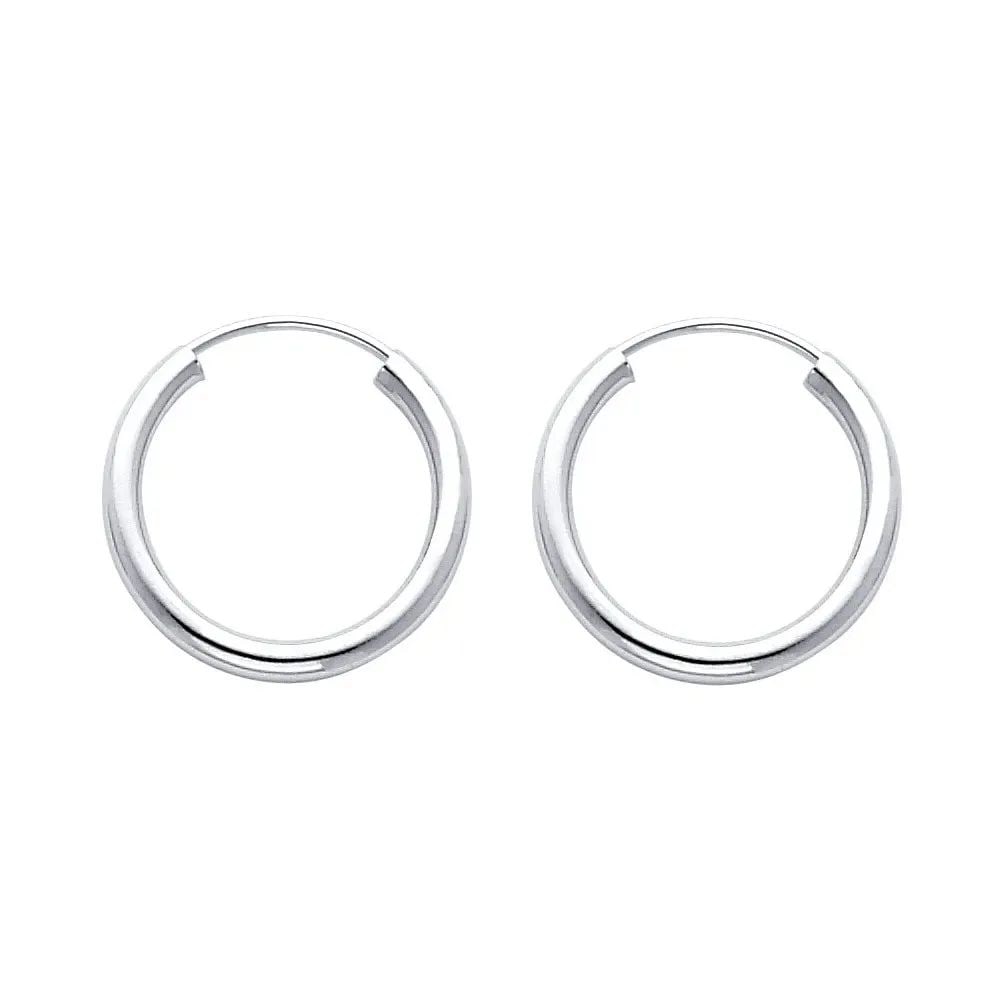 NEW 14K WHITE GOLD 2MM ROUND TUBE POLISHED ENDLESS HOOP EARRINGS (1 7MM): NEW 14K WHITE GOLD 2MM ROUND TUBE POLISHED ENDLESS HOOP EARRINGS (1 7MM) 2MM ROUND TUBE POLISHED ENDLESS HOOP EARRINGS (1 7MM) NEW 14K WHITE GOLD Height : 17 mm Width : 17 mm Weight : 0.7g