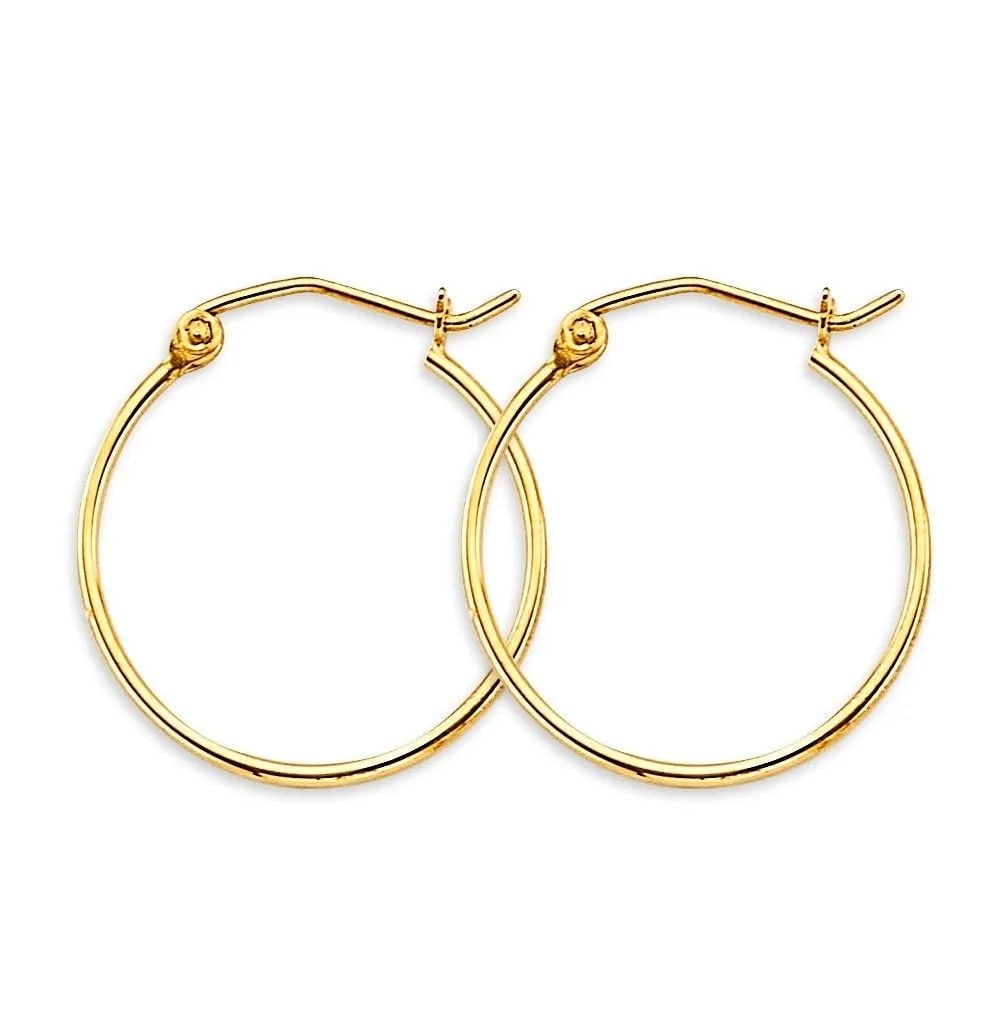 NEW 14K YELLOW GOLD 1MM TUBE HOOP EARRINGS: NEW 14K YELLOW GOLD 1MM TUBE HOOP EARRINGS 1MM TUBE HOOP EARRINGS NEW 14K YELLOW GOLD HEIGHT - 20 mm WIDTH - 20 mm Apx WEIGHT - 0.7 g
