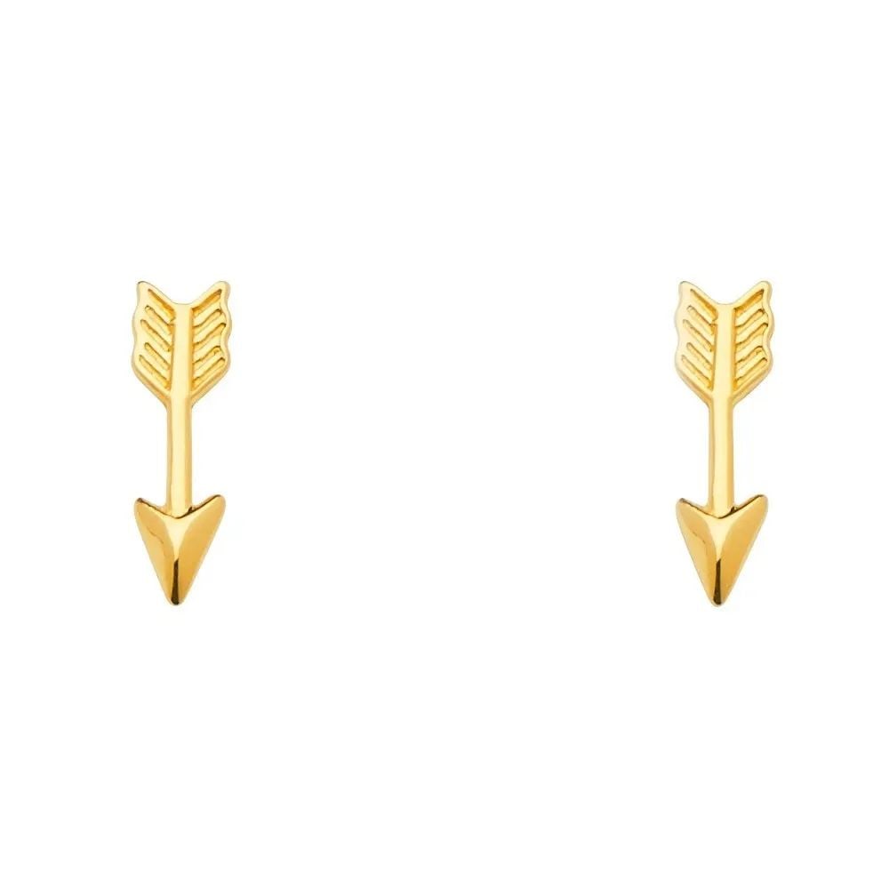 NEW 14K YELLOW GOLD ARROW EARRINGS WITH PUSH BACK (1 of 2)