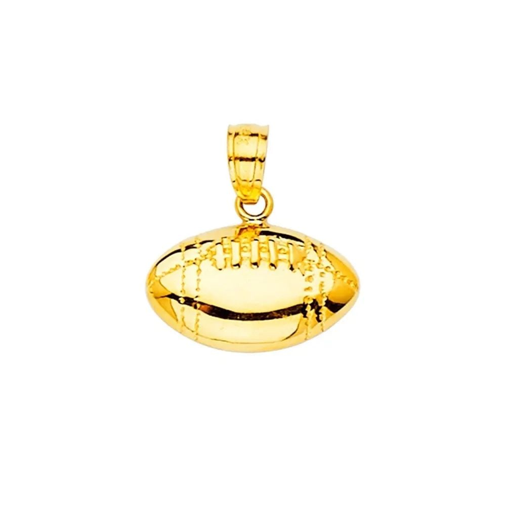 NEW 14K YELLOW GOLD FOOTBALL PENDANT: NEW 14K YELLOW GOLD FOOTBALL PENDANT FOOTBALL PENDANT NEW 14K YELLOW GOLD Height : 15 mm Width : 14 mm Apx. WEIGHT : 0.9g