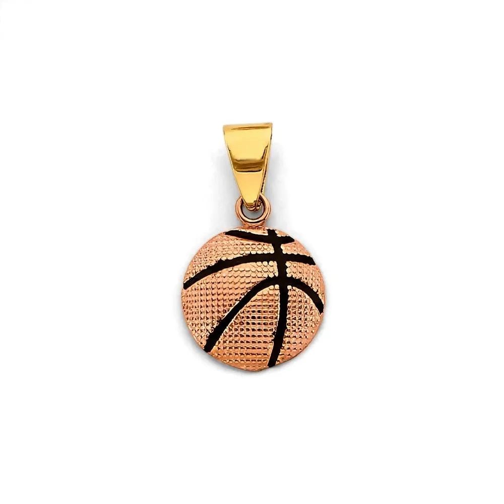 NEW 14K TWO COLOR BASKETBALL ENAMEL PENDANT (1 of 2)