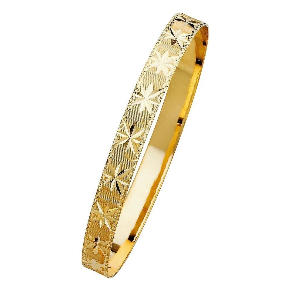 NEW 14K YELLOW GOLD 8MM SOLID BANGLE - 2