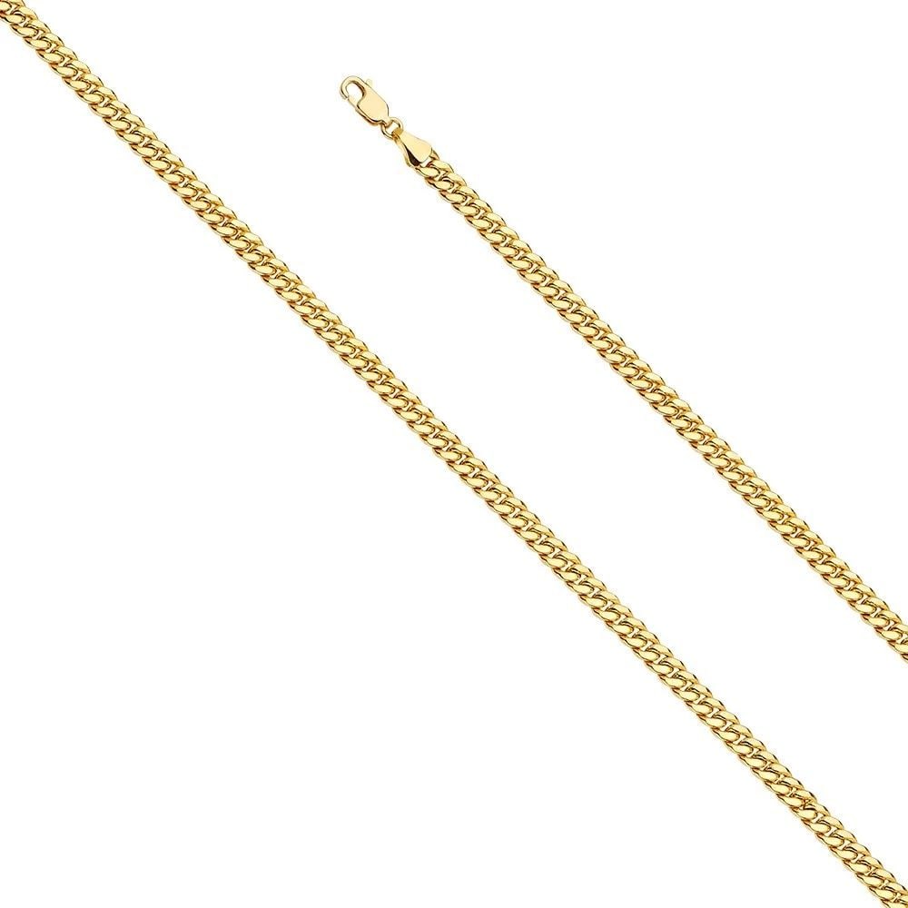 NEW 14K YELLOW GOLD 4.5MM HOLLOW MIAMI CUBAN 120 WITH LOB LOCK CHAIN (1 of 2)