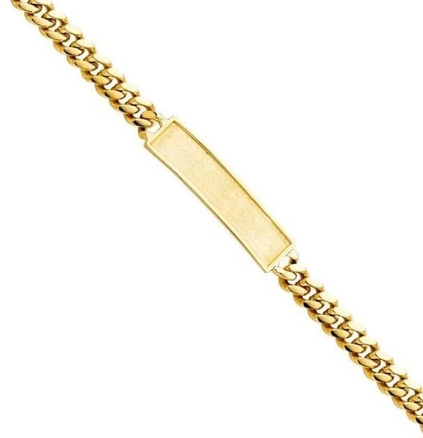 NEW 14K YELLOW GOLD CURB FRAME KIDS ID BRACELET: 14K YELLOW GOLD CUBAN FRAME KIDS ID BRACELET CUBAN FRAME KIDS ID BRACELET NEW 14K YELLOW GOLD LENGTH - 6in Apx WEIGHT - 11.5g