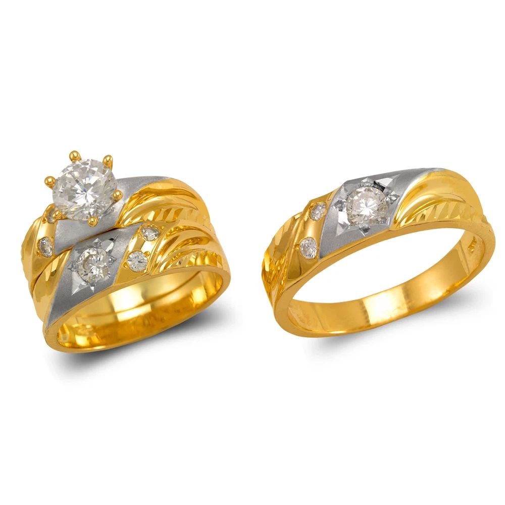NEW 14K TWO TONE GOLD TWO TONE STAR STAMPING WEDDING BAND (1 of 2)