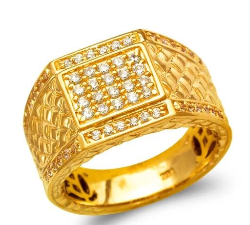 NEW 14K YELLOW GOLD MEN'S CLUSTER RING (1 of 2)