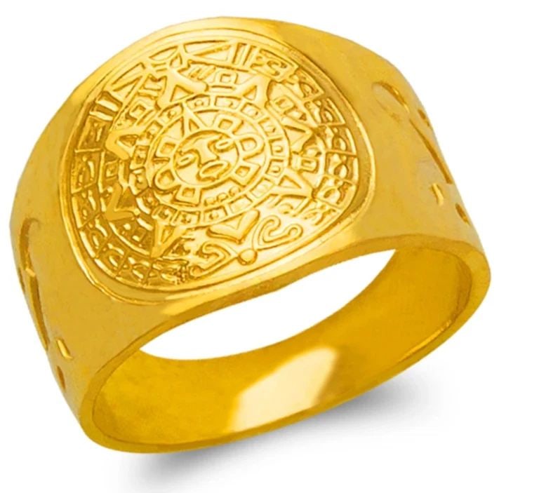 NEW 14K YELLOW GOLD MEN'S AZTEC RING (1 of 2)