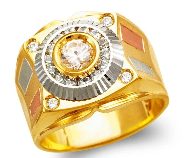 NEW 14K TRICOLOR GOLD MEN'S FANCY RING: NEW 14K TRICOLOR GOLD MEN'S FANCY RING MEN'S FANCY RING NEW 14K TRICOLOR GOLD SIZE Apx: 17mm Apx. WEIGHT: 11.0g