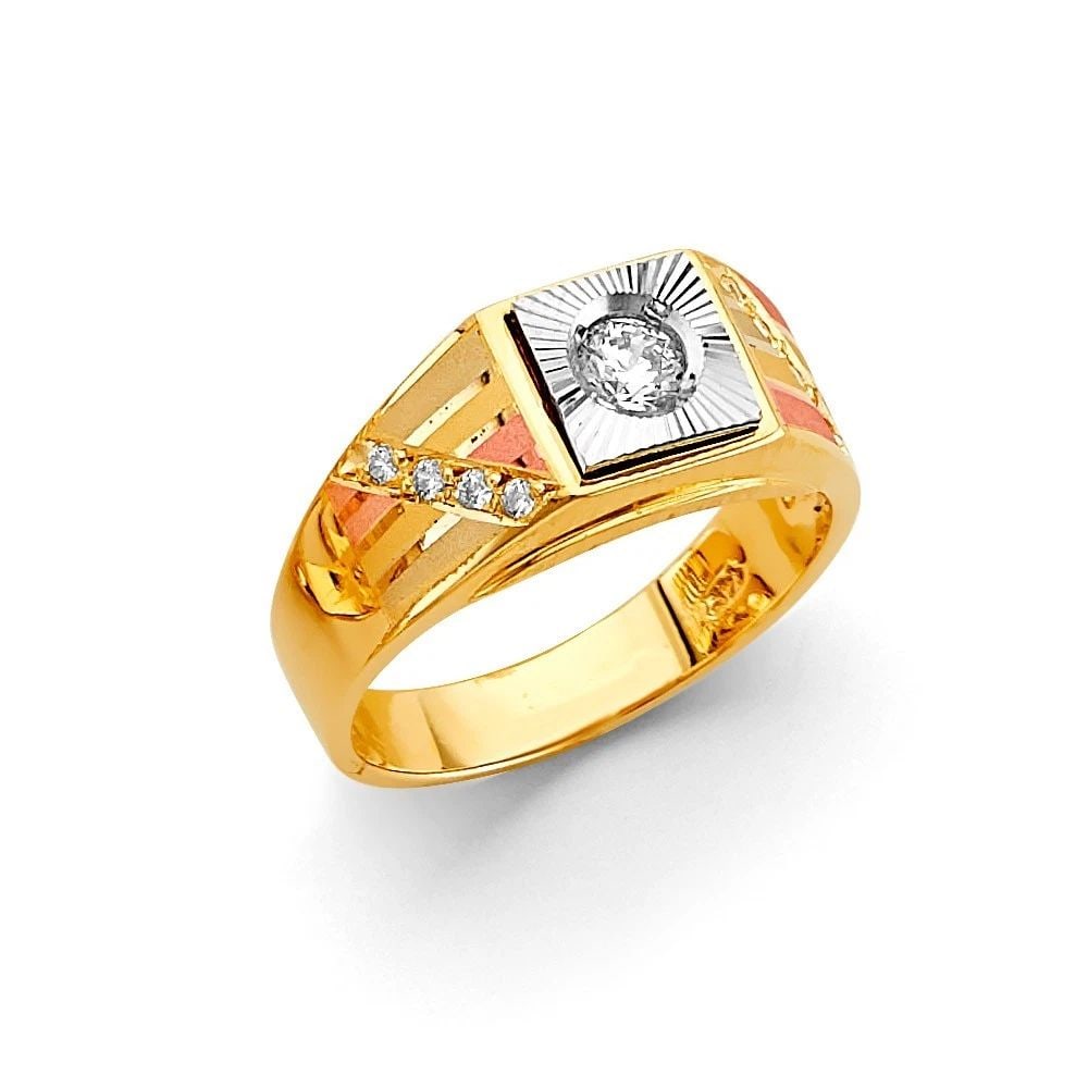 NEW 14K TRI COLOR GOLD MEN'S RING - SIZE 10: NEW 14K TRI COLOR GOLD MEN'S RING MEN'S RING NEW 14K TRI COLOR GOLD WIDTH : WEIGHT : 7.1g