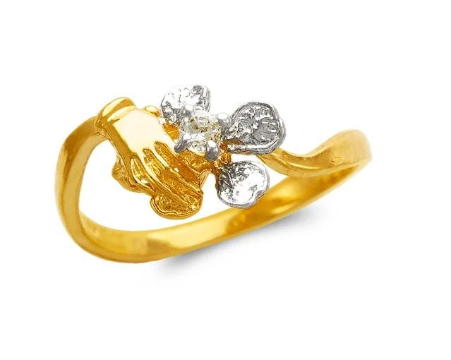 NEW 14K TWO TONE GOLD LADIES FASHION FLOWER RING (1 of 2)