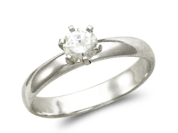 NEW 14K WHITE GOLD 3MM LADIES WHITE SOLITAIRE RING: NEW 14K WHITE GOLD 3MM LADIES WHITE SOLITAIRE RING 3MM LADIES WHITE SOLITAIRE RING NEW 14K WHITE GOLD Apx. WIDTH: 3mm Apx. WEIGHT: 2.4g