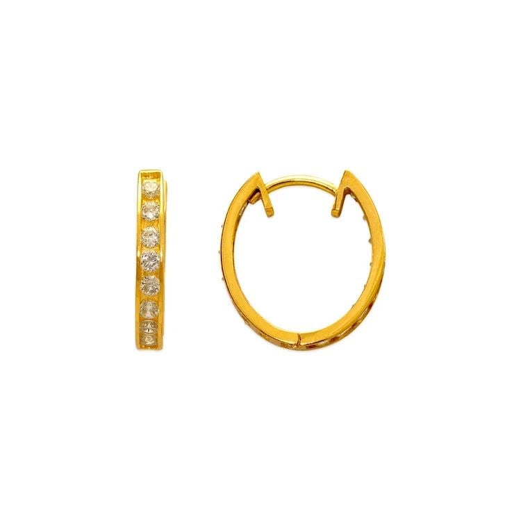 NEW 14K YELLOW GOLD 16MM FANCY HUGGIE EARRINGS (1 of 2)