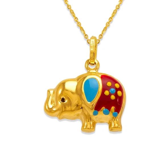 NEW 14K YELLOW GOLD ELEPHANT ENAMEL CHARM PENDANT: NEW 14K YELLOW GOLD ELEPHANT ENAMEL CHARM PENDANT ELEPHANT ENAMEL CHARM PENDANT NEW 14K YELLOW GOLD Apx. WIDTH: 19x15mm Apx WEIGHT: 2.4g