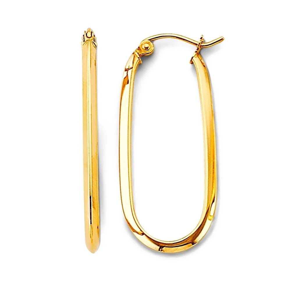 NEW 14K YELLOW GOLD U SHAPE HOOP EARRINGS (1 of 2)