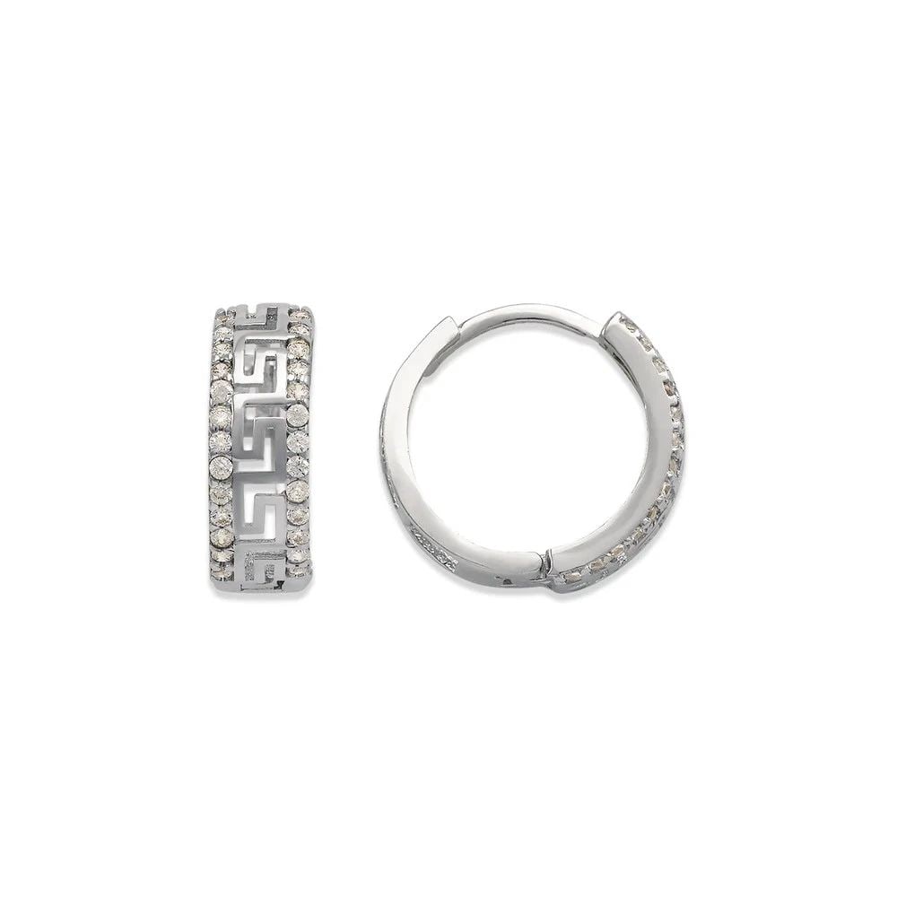 NEW 14K WHITE GOLD HUGGIE EARRINGS (1 of 2)