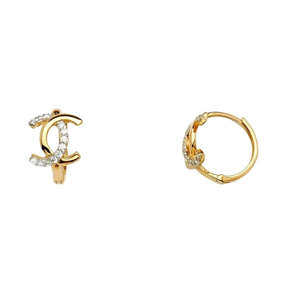NEW 14K TWO TONE GOLD HUGGIES EARRINGS (1 of 2)