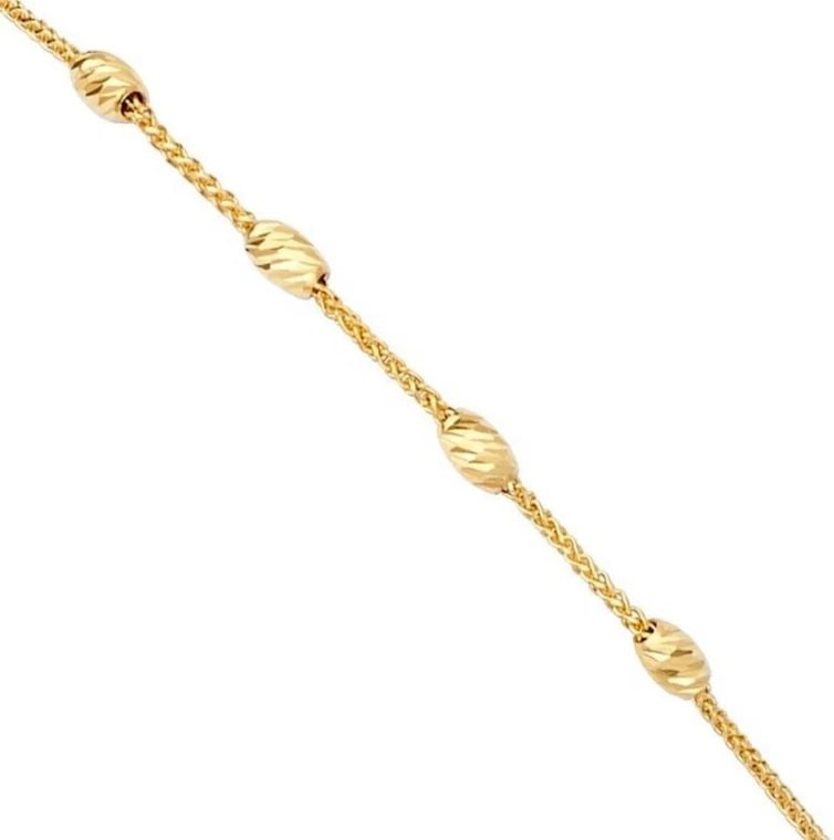 NEW 14K YELLOW GOLD FRIENDSHIP OVAL BEAD BRACELET (1 of 2)