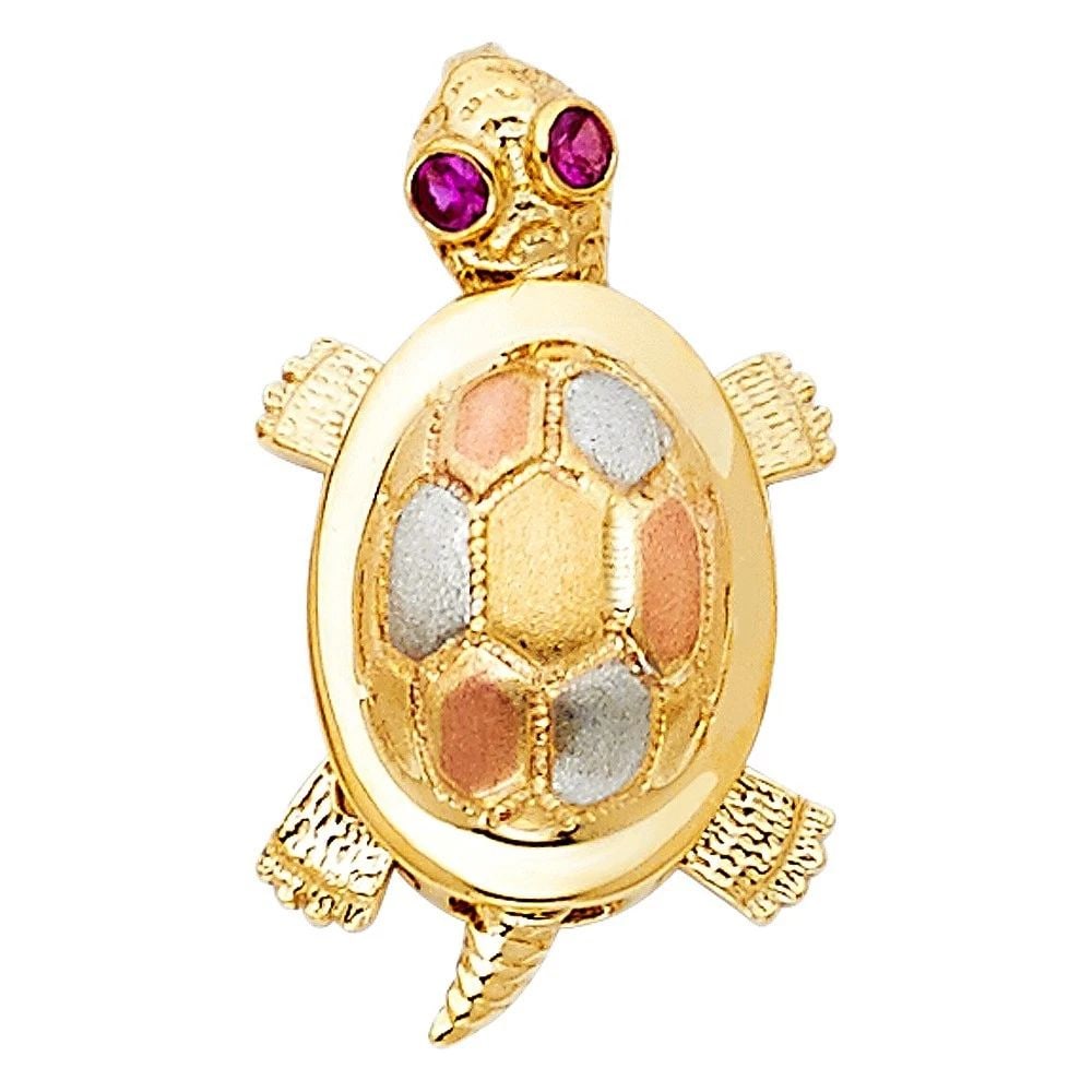 NEW 14K TRI COLOR GOLD TURTLE PENDANT (1 of 2)
