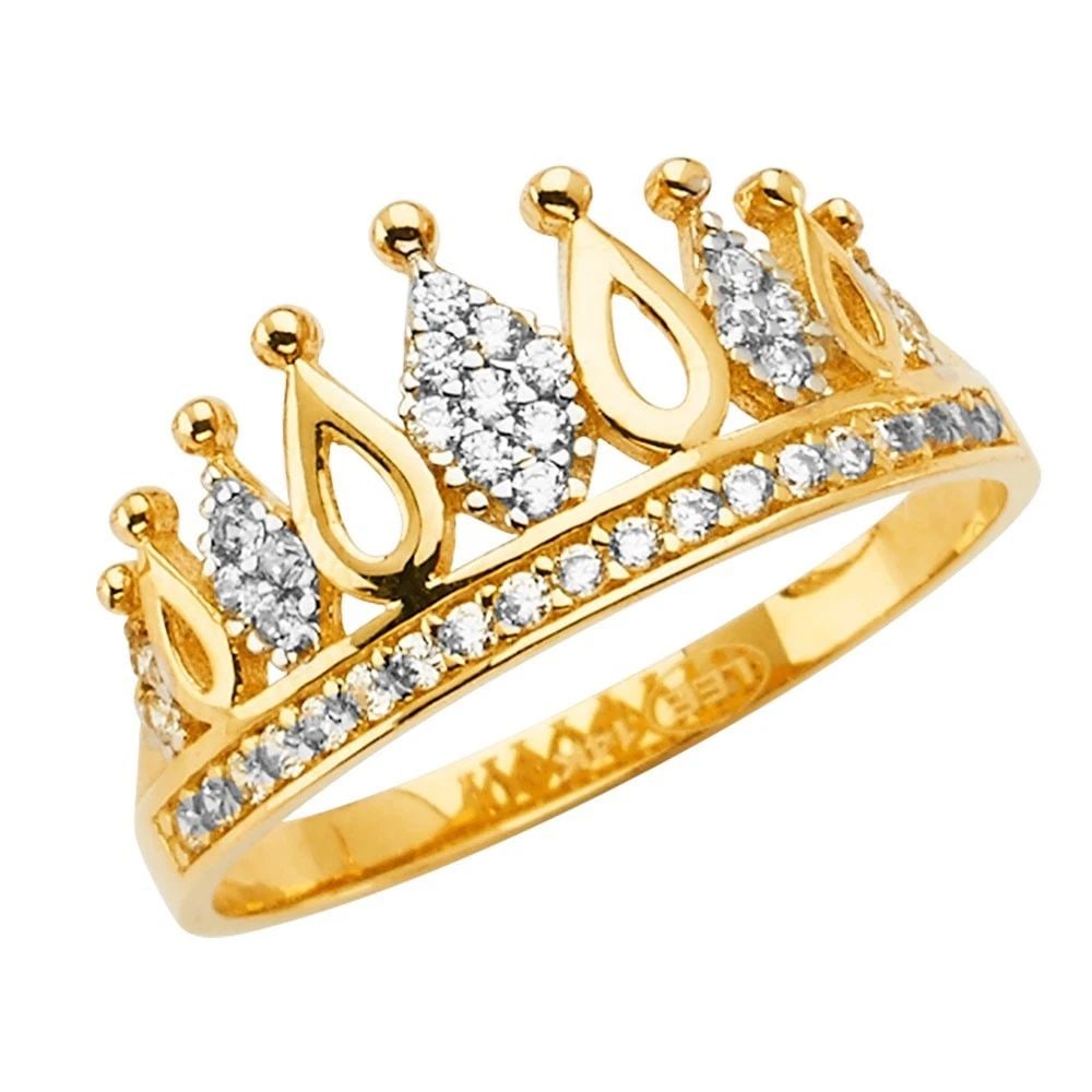 NEW 14K TWO TONE GOLD CROWN RING: NEW 14K TWO TONE GOLD CROWN RING CROWN RING NEW 14K TWO TONE GOLD WIDTH : WEIGHT : 2.1g