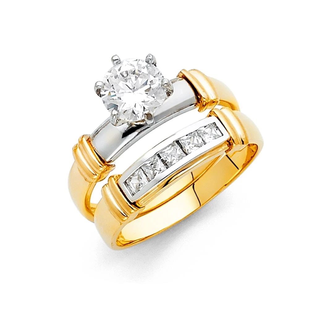 NEW 14K TWO TONE GOLD LADIES WEDDING BAND -SIZE 7 (1 of 2)
