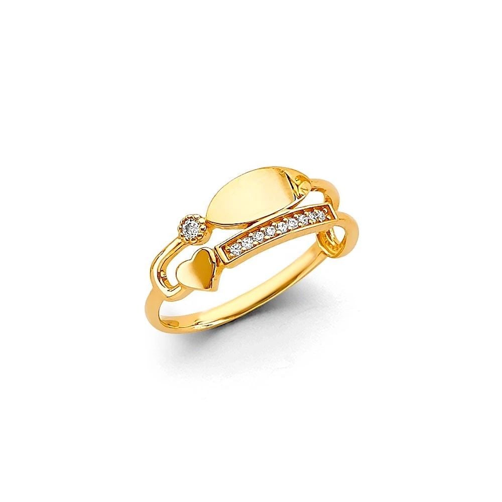 NEW 14K YELLOW GOLD 2 LINE LADIES RING (1 of 2)