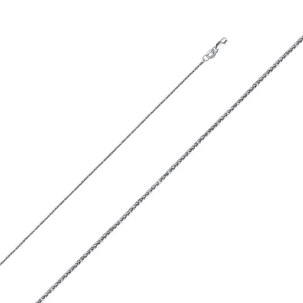 NEW 14K WHITE GOLD 020(0.8MM) SQUARE DC WHEAT CHAIN: 14K WHITE GOLD 020(0.8MM) SQUARE DC WHEAT CHAIN 020(0.8MM) SQUARE DC WHEAT CHAIN NEW 14K WHITE GOLD WIDTH: 0.8mm AVERAGE Apx WEIGHT: 1.6g