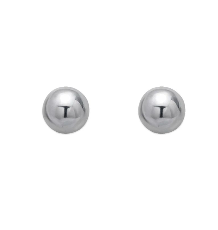 NEW 14K WHITE GOLD 6MM BALL STUD EARRINGS (1 of 2)