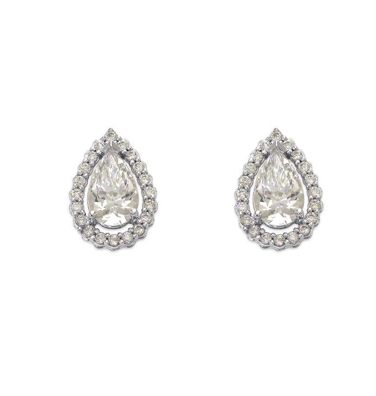 NEW 14K WHITE GOLD FANCY TEARDROP STUD EARRINGS: NEW 14K WHITE GOLD FANCY TEARDROP STUD EARRINGS FANCY TEARDROP STUD EARRINGS NEW 14K WHITE GOLD Width: Approx. 9x12mm Apx WEIGHT: 2g