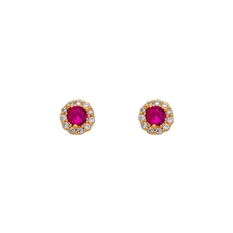 NEW 14K YELLOW GOLD 3MM RED ROUND STUD EARRINGS: NEW 14K YELLOW GOLD 3MM RED ROUND STUD EARRINGS 3MM RED ROUND STUD EARRINGS NEW 14K YELLOW GOLD Width: Approx. 3mm Apx WEIGHT: 2g