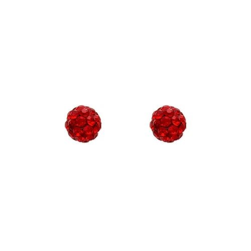 NEW 14K YELLOW GOLD 5MM RED BALL ENAMEL STUD EARRINGS (1 of 2)