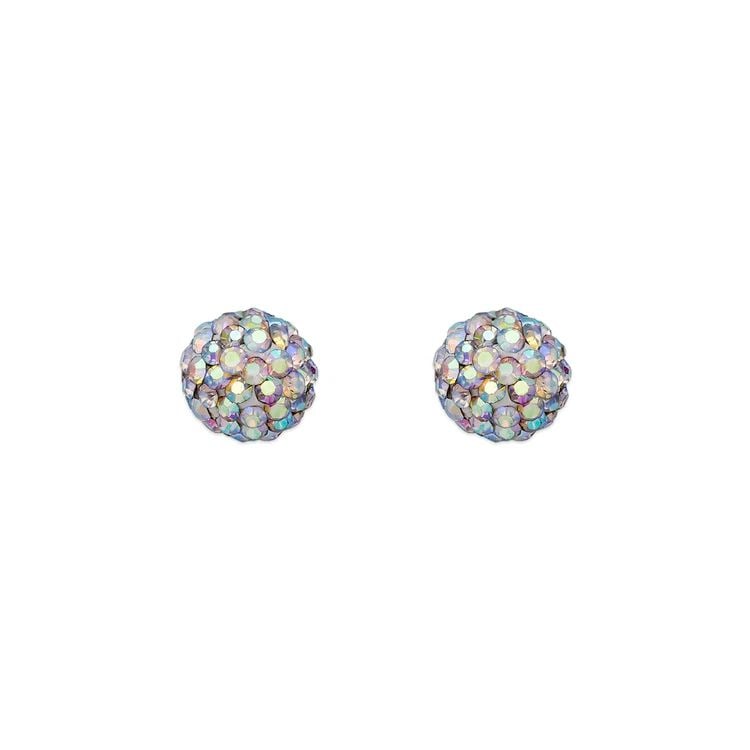 NEW 14K YELLOW GOLD 7MM MULTI-COLORED ENAMEL BALL STUD EARRINGS (1 of 2)