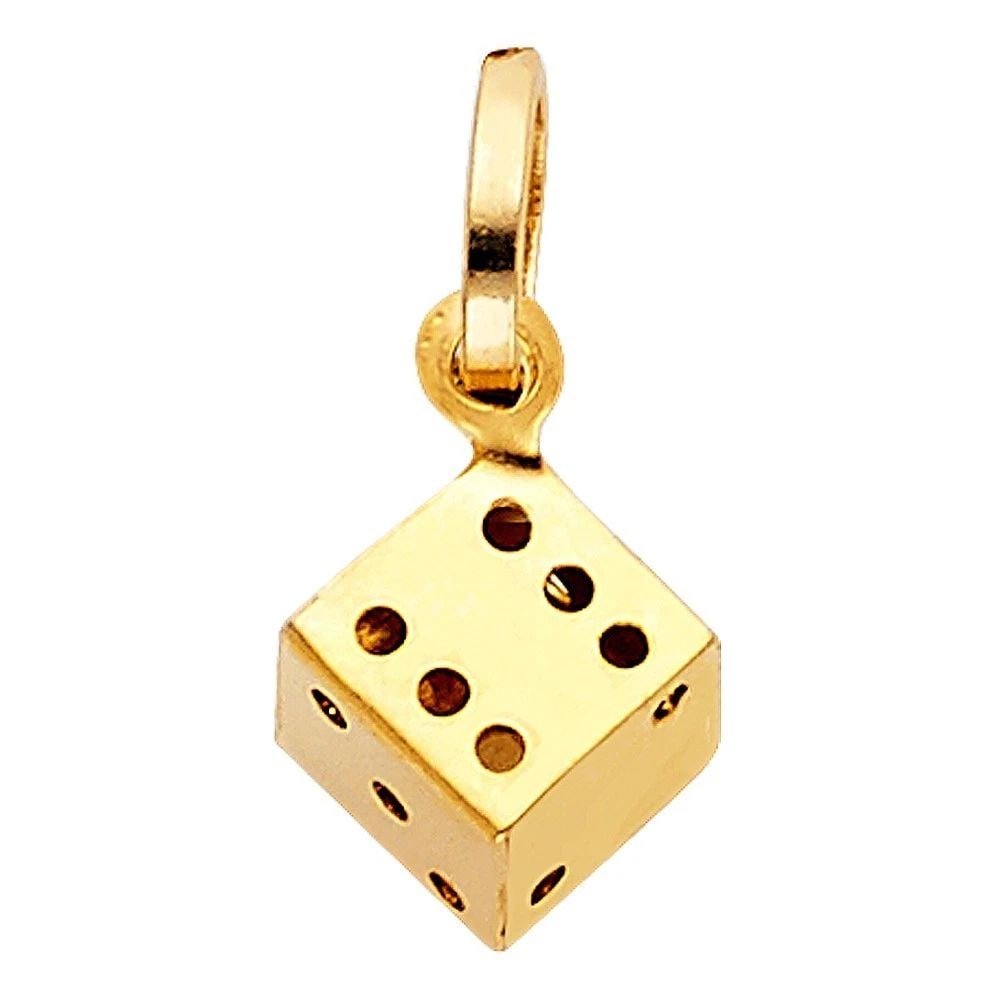 NEW 14K YELLOW GOLD HOLLOW DICE PENDANT (1 of 2)