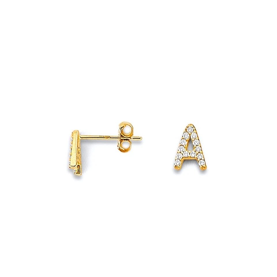 NEW 14K TWO TONE GOLD INITIAL EARRINGS - 2