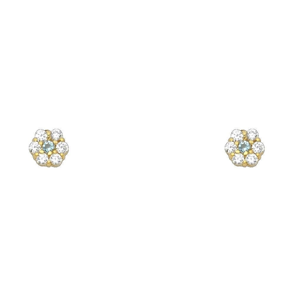 NEW 14K YELLOW GOLD FLOWER 6 LEAF SCREW BACK STUD EARRINGS (MAR) (1 of 2)