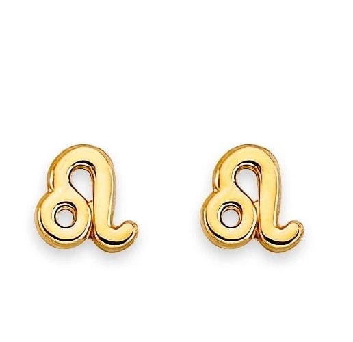 NEW 14K YELLOW GOLD ZODIAC-LEO STUD EARRINGS WITH SCREW BACK: NEW 14K YELLOW GOLD ZODIAC-LEO STUD EARRINGS WITH SCREW BACKZODIAC-LEO STUD EARRINGS WITH SCREW BACKNEW 14KYELLOW GOLD