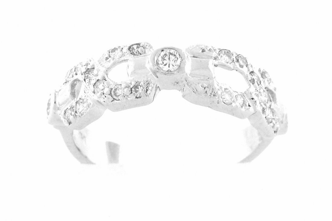 NEW 14K WHITE GOLD LINK DIAMOND COCKTAIL BAND RING: Ladies Ring ConditionNewMaterial14k White goldStonesDiamonds H SI1Stone Weight0.50ct twSize6.5 Weight3.5g