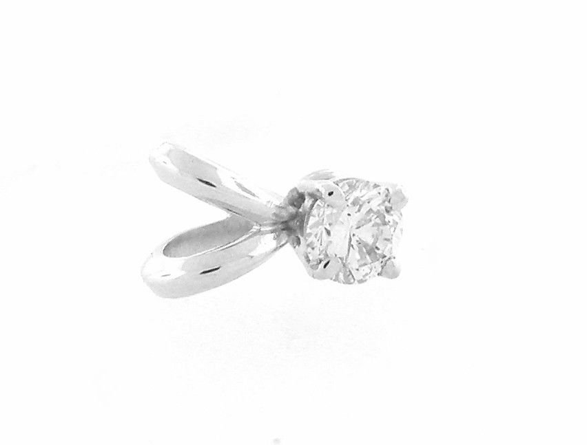 14K WHITE GOLD DIAMOND SOLITAIRE SLIDE PENDANT 0.19ct: PendantConditionNewMaterial14K White goldStonesDiamonds G SI1Stone Weight0.19 tcw Size0.33\" H x 0.20\"" WWeight0.4g"