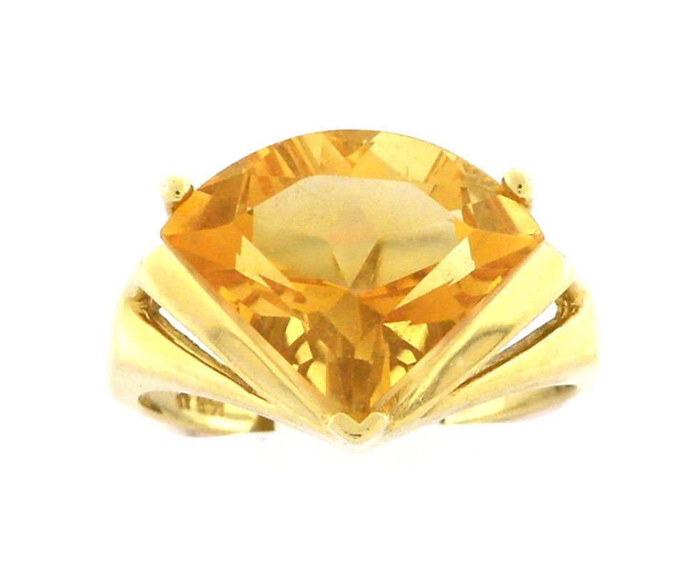 VINTAGE 14K YELLOW GOLD NATURAL CITRINE COCKTAIL RING (1 of 2)