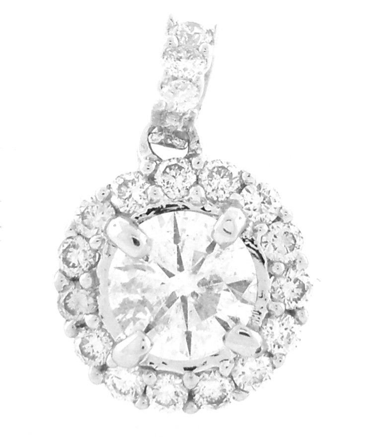 NEW 18K WHITE GOLD DIAMOND SOLITAIRE PENDANT 0.75ct: PendantConditionNewMaterial18K White goldStonesDiamonds G SI3Stone Weight0.75 tcw Size0.56" H x 0.33" WWeight1.2g