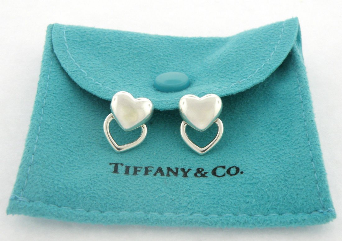 TIFFANY & Co. STERLING SILVER DOUBLE HEART EARRINGS (1 of 2)