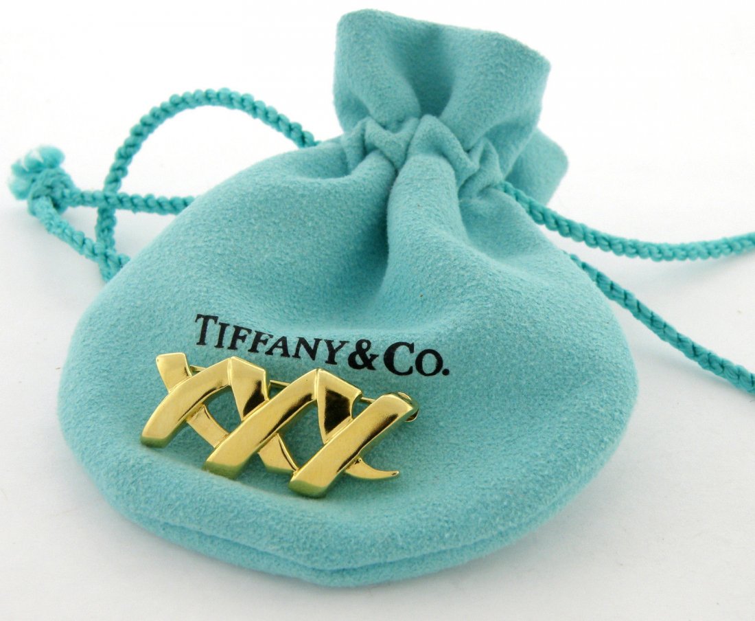 TIFFANY & Co. 18K YELLOW GOLD XXX BROOCH PIN (1 of 2)