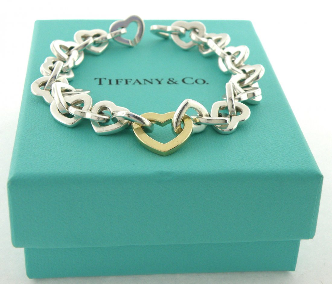TIFFANY & Co. 18K GOLD STERLING SILVER HEART BRACELET (1 of 2)