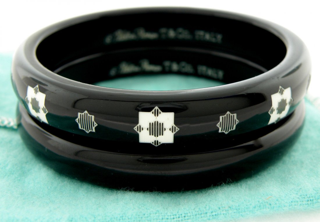 2 PIECE SET TIFFANY & Co. PICASSO ZELLIGE BLACK BANGLES (1 of 3)