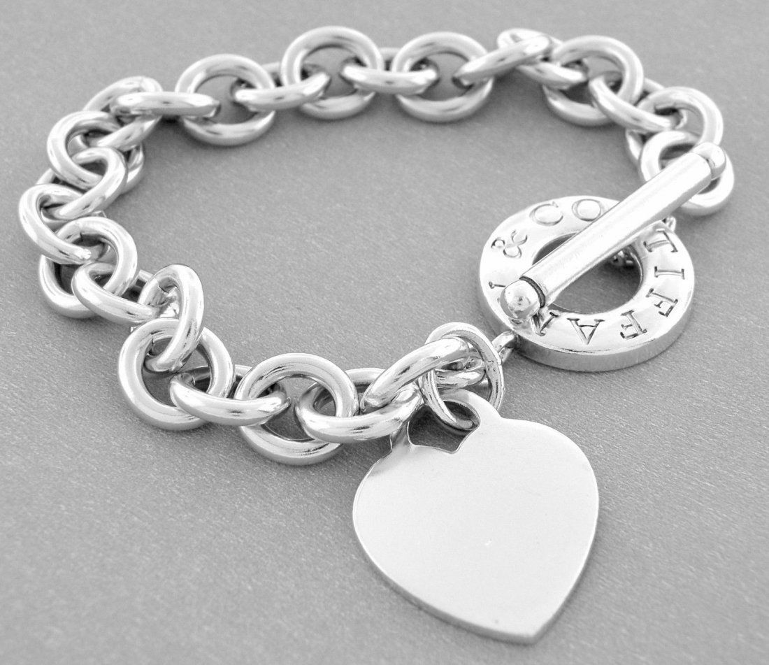 TIFFANY & Co. STERLING SILVER TOGGLE BRACELET RARE 8.5" (1 of 2)
