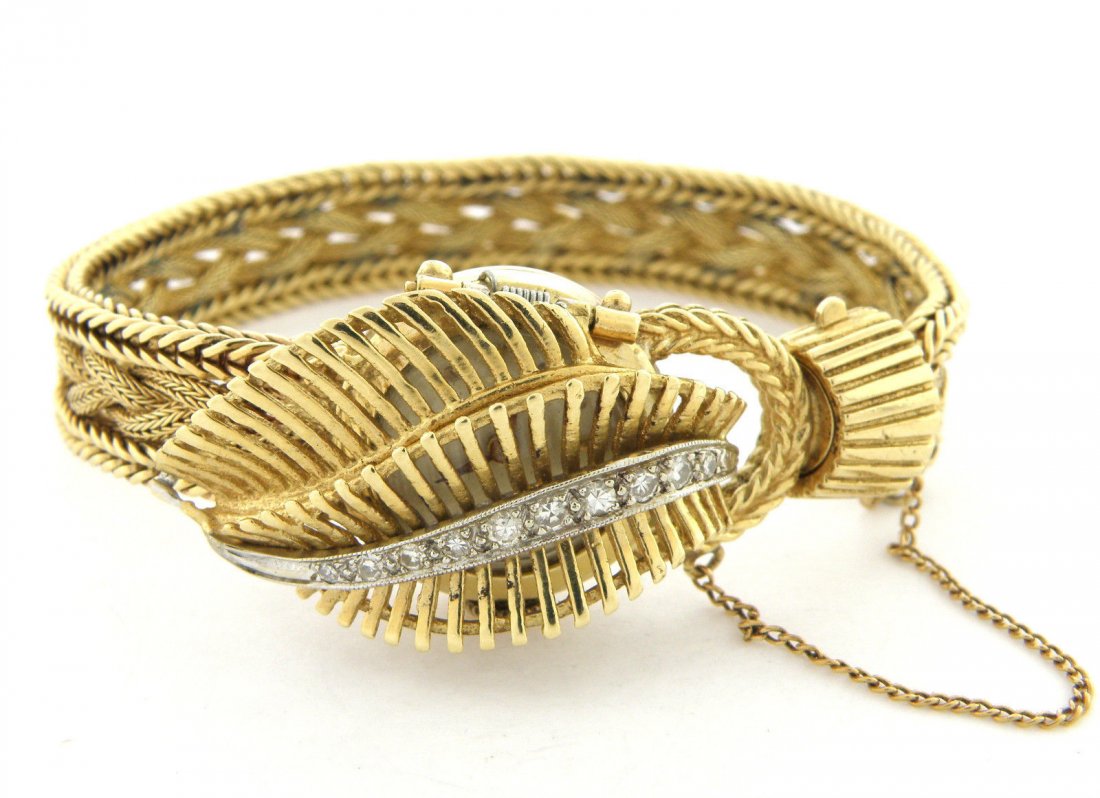 VINTAGE HAMILTON 14K YELLOW GOLD DIAMOND BRACELET WATCH (1 of 3)