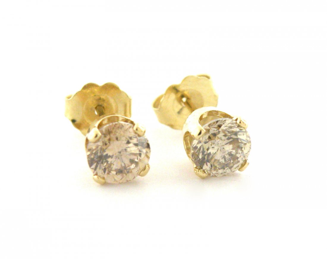 14K YELLOW GOLD CHAMPAGNE DIAMOND STUDS EARRINGS 1.36ct: Ladies Stud EarringsCondition NewMaterial 14k Yellow goldStones Natural Champagne Diamonds SI2Stone Weight 1.36ct tw