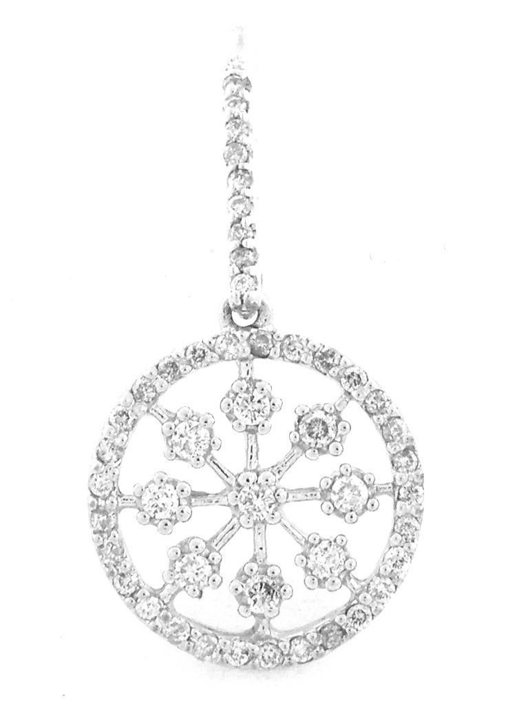 14K WHITE GOLD DIAMOND CIRCLE FLOWER PENDANT 0.50ct: PendantConditionNewMaterial14K White goldStonesDiamonds H SI1Stone Weight0.50 tcw Size1.06" H x 0.52" WWeight1.9g