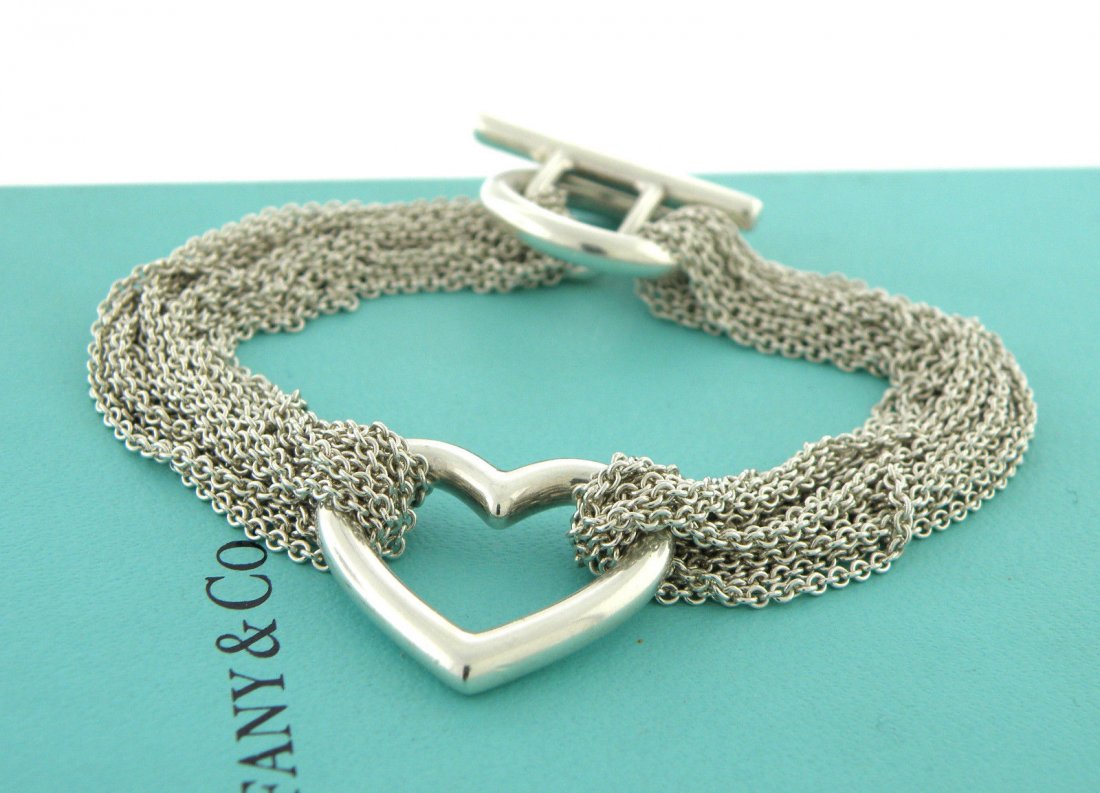 TIFFANY & CO. S/ SILVER MULTI STRAND HEART BRACELET (1 of 2)